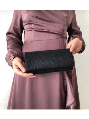 Sh Poly1 Abiye Çanta Clutch Portföy Askılı Omuz ve El Çantası Çupra Siyah