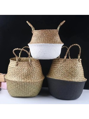 Shanhua Shop Yarım Turuncu Tarzı 32CM Hasır Depolama Sepeti Çiçek Sepetleri Çamaşır Depolama Dekoratif Sepet Rattan Saksı Bahçe Yetiştiricilerinin Ev Organizatör (Yurt Dışından)