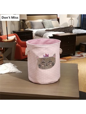 Shanhua Shop Tian E Tarzı Pembe Renk Kirli Giysiler Için Katlanır Çamaşır Sepeti Karikatür Kedi Kuğu Çocuk Oyuncakları Tutucu Sepet Saklama Çantası Konteyner Çamaşır Sepeti (Yurt Dışından)