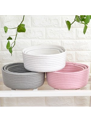 Shanhua Shop Gri Tarzı 26X10CM Yuvarlak Küçük El Dokuması Sepet Masa Üstü Atıştırmalıklar Enkaz Sepeti Depolama Sepeti Anahtar Kozmetik Sehpa Depolama Sepeti (Yurt Dışından)