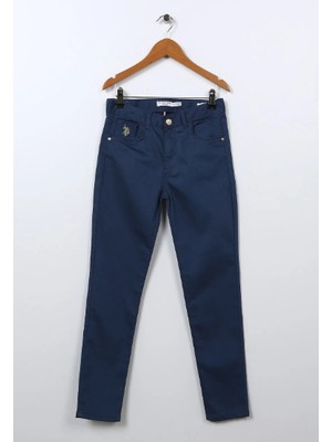 U.S. Polo Assn. Normal Bel Boru Paça İndigo  Kız Çocuk Pantolon