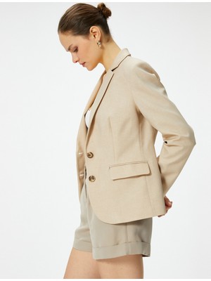 Koton Blazer Ceket Düğmeli Kapaklı Cepli