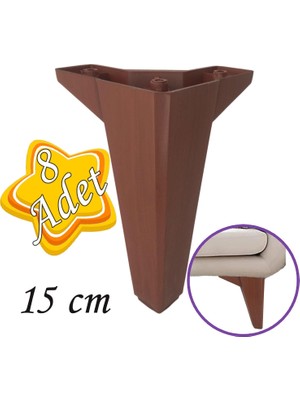 Glaswen 8 Adet Serdivan 15 cm Ceviz Ahşap Desenli Lüx Mobilya Kanepe Sehpa Ünite Koltuk Ayağı Baza Ayak