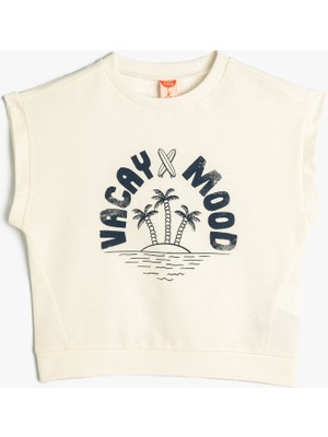 Koton Sweatshirt Kolsuz Bisiklet Yaka Slogan Baskılı Pamuklu