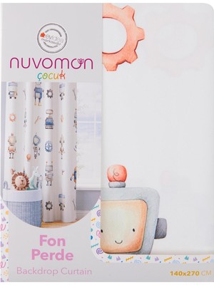 Nuvomon Robot Desenli Çocuk Fon Perde - 140X270 cm