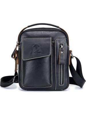 Eddyscale Erkek Deri Omuz Çantası Iş Messenger Crossbody Casual Tote Çanta Sling Seyahat Çantası (Yurt Dışından)