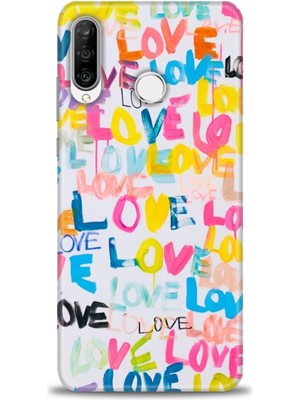gmotp Huawei P30 Lite Kılıf Hd Baskılı - Renkli Love