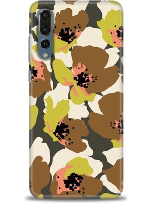 gmotp Huawei P20 Pro Kılıf Hd Baskılı - Yeşil Kahve Çiçekler