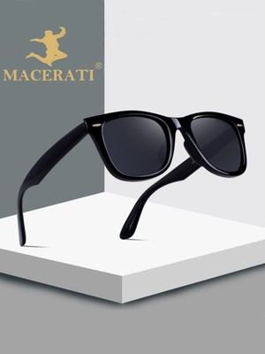 Macerati Huge Siyah Güneş Gözlüğü Erkekler İçin UV Filtreli Kemik Çerçeve ile Şık Tasarım