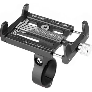 Alüminyum Alaşım Evrensel Telefon Tutucu - Bisiklet Motosiklet Scooter Uyumlu - Sıkı Kavrar Titreşim Yapmaz Siyah