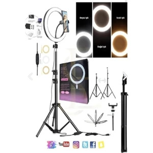 Tripot Profesyonel Ledli Youtuber Fotoğraf Video Çekimi Telefon Tutucu Tripod