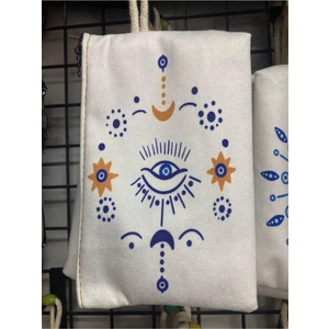 Street Bag Nazar Boncuğu Baskılı Kalemlik, El Çantası, Baskılı Bez Çanta