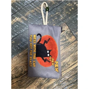 Street Bag Kedi Baskılı Kalemlik , El Çantas , Baskılı Bez Çanta , Makyaj Çantası