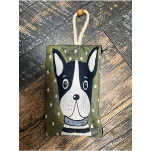 Street Bag  köpek Boston Teriyeri Baskılı Kalemlik , El Çantas , Baskılı Bez Çanta , Makyaj Çantası