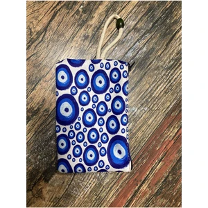 Street Bag  nazar Boncuğu Desenli Baskılı Kalemlik , El Çantas , Baskılı Bez Çanta , Makyaj Çantası