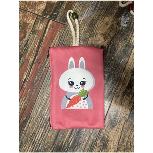 Street Bag Sevimli Tavşan Desenli Baskılı Kalemlik , El Çantas , Baskılı Bez Çanta , Makyaj Çantası