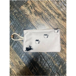 Street Bag Kara Kedi  Desenli Baskılı Kalemlik , El Çantas , Baskılı Bez Çanta , Makyaj Çantası