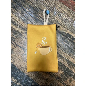 Street Bag Animasyon Kahve ve Şeker Desenli Baskılı Kalemlik , El Çantas , Baskılı Bez Çanta , Makyaj Çantası