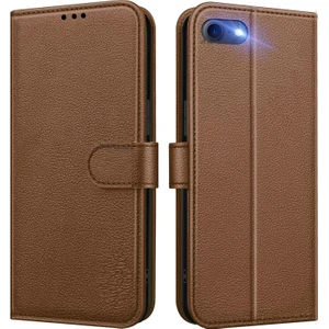 M.TK Moveteck Apple iPhone 7 -8 - Se Uyumlu Kılıf Tam Kaplar Deri Dokulu