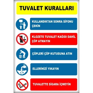 Uyarı ve Yönlendirme Levhaları " Tuvalet Kuralları" 25X35CM Dekota Levha