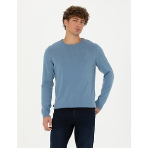 Pierre Cardin Erkek Koyu Mavi Slim Fit Bisiklet Yaka Basic Triko Kazak 50270179-VR032