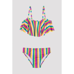 Kız Çocuk Çizgili Bandeau Bikini Takımı