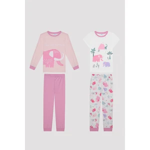 Kız Çocuk Mammoth Çok Renkli 2li Pijama Takımı
