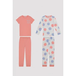 Kız Çocuk Big Dot Çok Renkli 2li Pijama Takımı