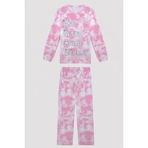 Kız Çocuk Anime Slogan Pijama Takımı