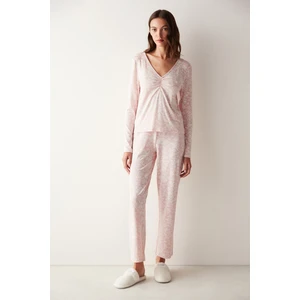 Joise Pembe Desenli Tişört Pijama Üstü