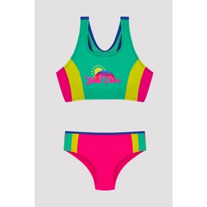 Kız Çocuk Renkli Halter Bikini Takımı