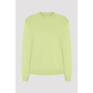 Limon Sarısı Bisiklet Yaka Oversize Basic Sweatshirt