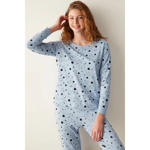 Fam Zodiac Pantolon Mavi Pijama Takımı