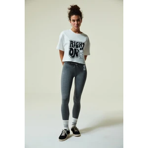 Gri Snoopy Desenli Dar Paça Tayt