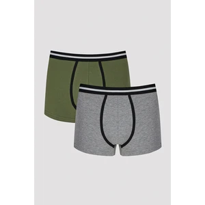 Erkek Tape Koyu Gri - Yeşil 2li Boxer