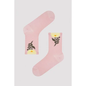 Old Rose Big Floral Açık Pembe Soket Çorap