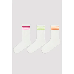 Renkli Çizgili 3lü Soket Çorap