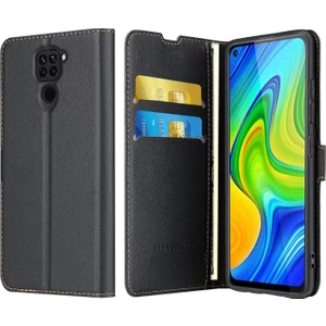 M.TK Moveteck Xiaomi Redmi Note 9 Kılıf Tam Kaplar Deri Dokulu