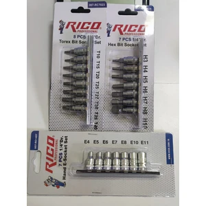 Rico 1/4 Lokmalı Torx - Allen - E Diş Iç Torx Lokma Takımı Seti 22 Parça
