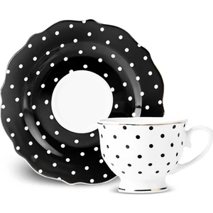 New Romantic Puantiyeli Kahve Fincanı 90 ml Siyah