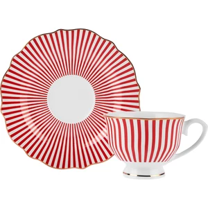 New Romantic Ince Çizgili Kahve Fincanı 90 ml Kırmızı