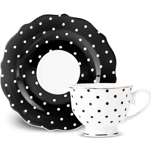 New Romantic Puantiyeli Çay Fincanı 220 ml Siyah