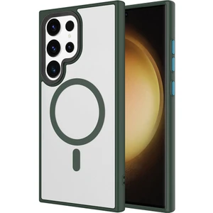Case 4u Galaxy S24 Ultra Kılıf Sert Pc Arka Yüzey Wireless Şarj Özellikli Flet Magsafe Koyu Yeşil