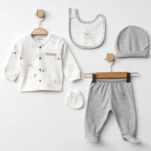 Aziz Bebe My Favorite Desenli 5 Li Unisex Bebek Hastane Çıkışı Zıbın Seti 005334