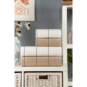 Sahara 50 x 85 – 70 X140 cm 4'lü Banyo Havlu Seti | Bej-Krem