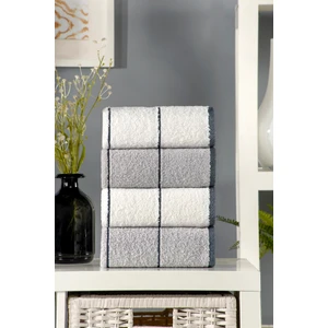 Valona 50 x 85 cm 4'lü El ve Yüz Havlusu | Gri-Krem