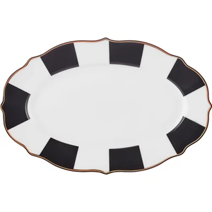 New Romantic Kalın Çizgili Kayık Tabak 20 cm Siyah