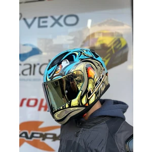 Ls2 Rapıd 2 Neo Mavi-Mor Kask Gold Vizör -Mtn1