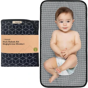 BabiesKo Bebek Bakım Örtüsü, Bebek Alt Açma Minderi, - Su Geçirmez Bebek Minderi, (Black Geo)