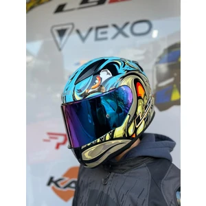 Ls2 Rapıd 2 Neo Mavi-Mor Kask - Gökkuşağı Vizör